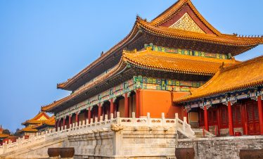 The dawn sunshine on Palace Museum Beijing