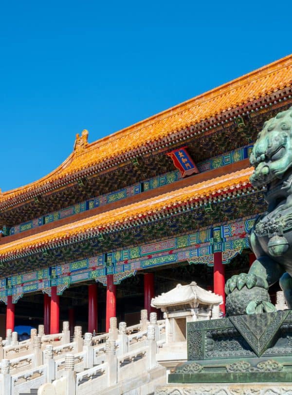 Majestic bronze lion-palace museum forbidden city beijing.