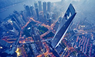 Aerial view of shanghai at night