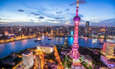 View of the splendid night view of downtown Shanghai.