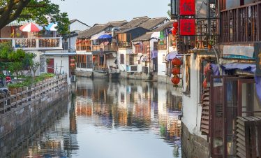 Canal in ancient chinese water village Zhujiajiao in Shanghai