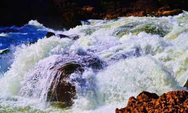 Roaring turbulent water of Huangguoshu Waterfall, Guizhou, China.
