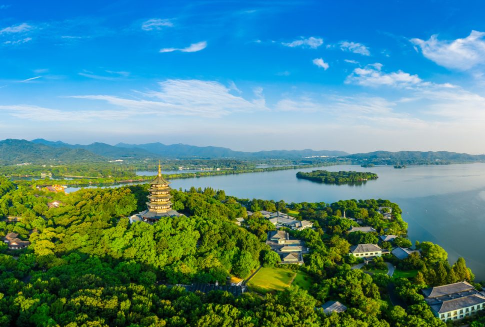 West Lake Leifeng Pagoda scenery in Hangzhou,China.