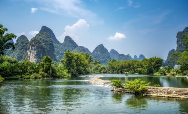 The beautiful landscape of the Lijiang River in Guilin
