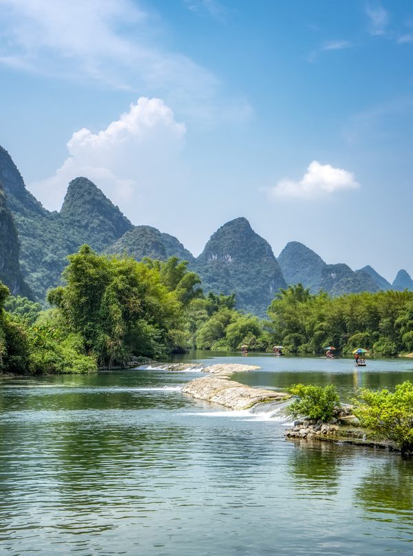 The beautiful landscape of the Lijiang River in Guilin