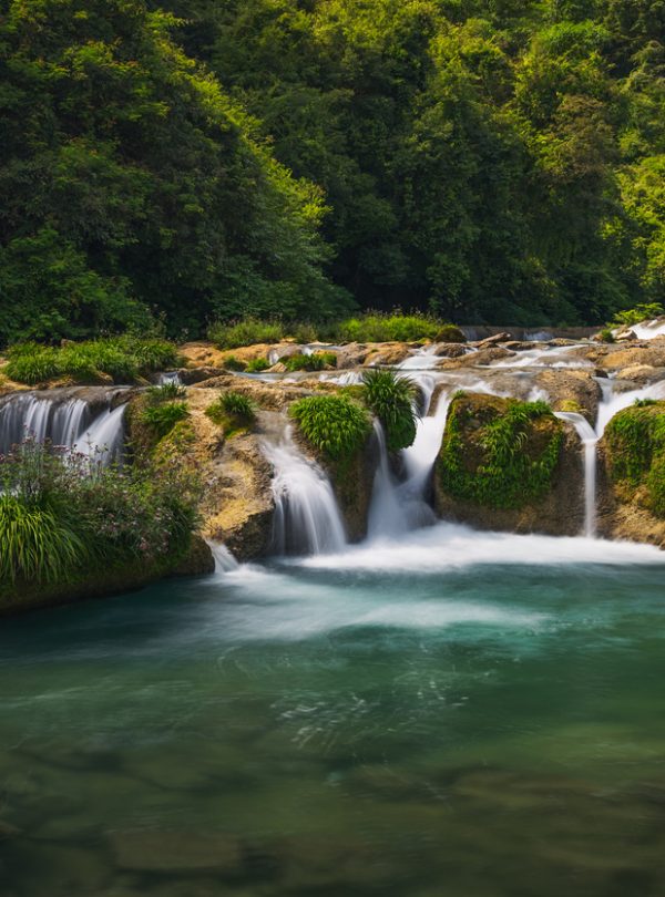 Small waterfall at Xiaoqikong, Libo, Guizhou, China.