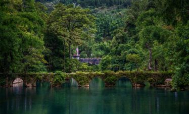 Long bridge at Xiaoqikong, Libo, Guizhou, China.