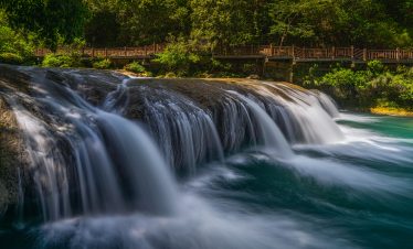 Small waterfall at Xiaoqikong, Libo, Guizhou, China.