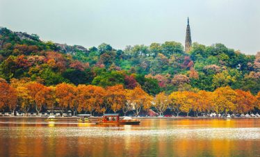Ancient Baochu Pagoda West Lake Hangzhou Reflection Zhejiang China