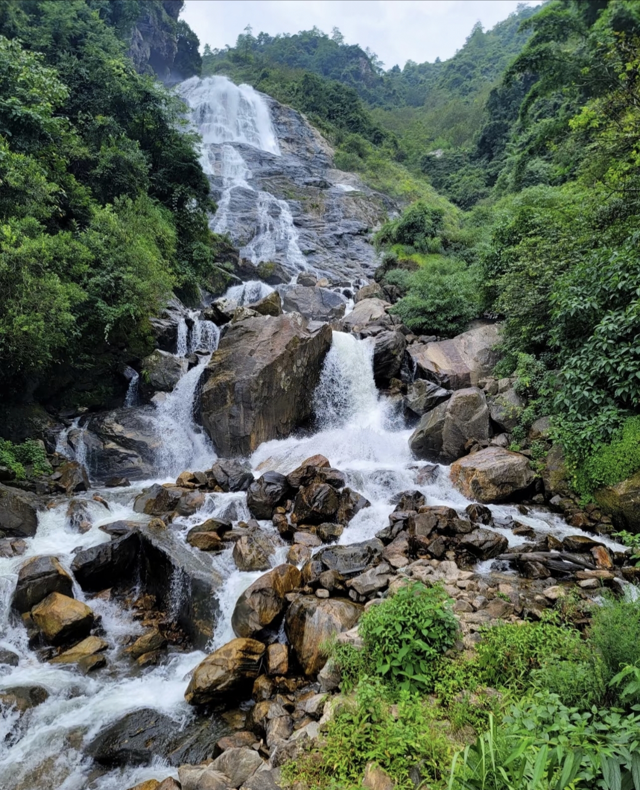 Nanen Waterfall cascading down in Ailao Mountain Yunnan