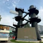 The impressive spiral staircase installation in the 798 Art District, Beijing, China.