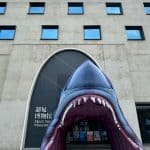 The unique shark-mouth entrance of the 798 Art Museum, Beijing, China