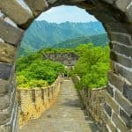 Scenic view outside the gate of Mutianyu Great Wall, Beijing, China.