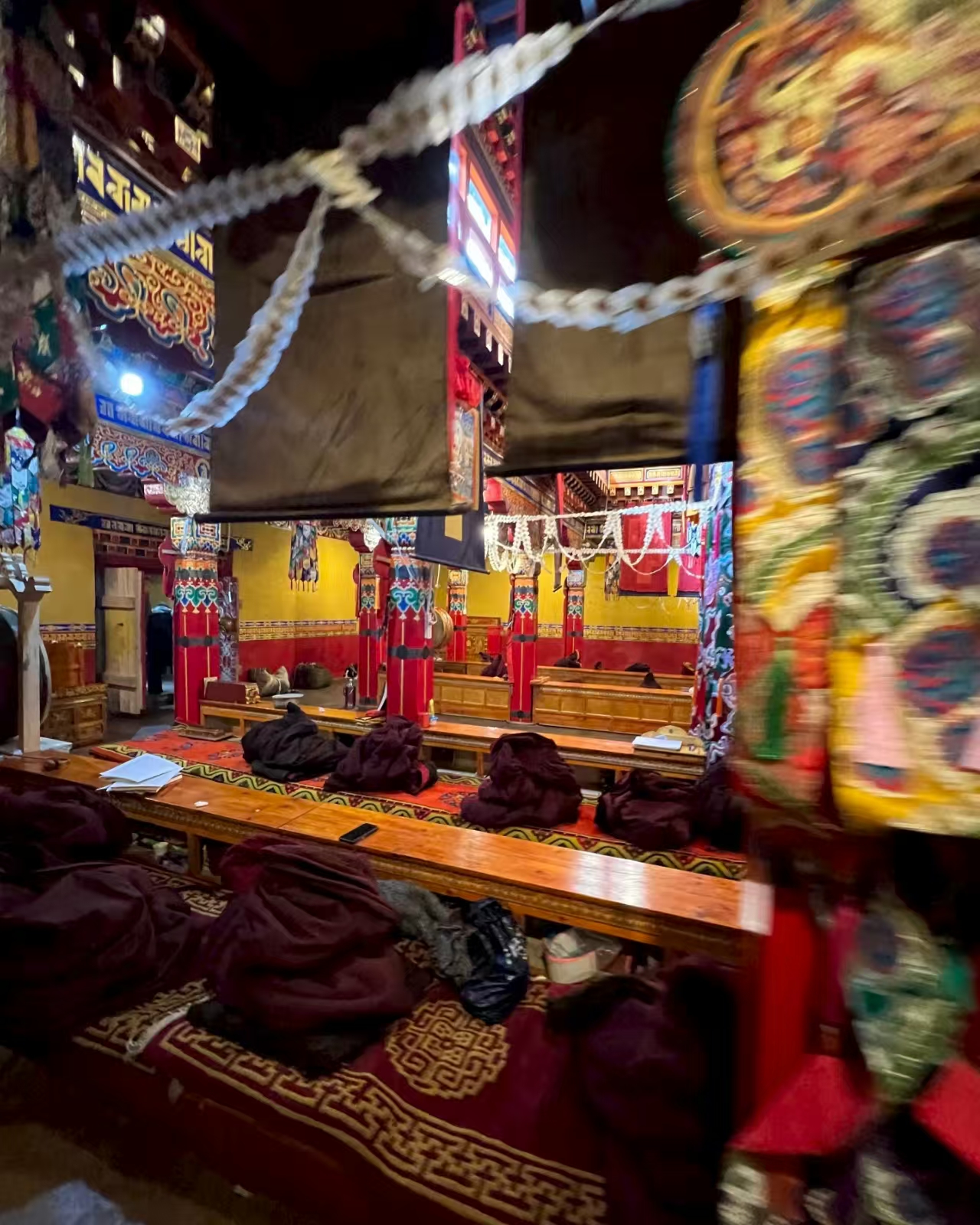 Interior of Rongbu Monastery in Tibet