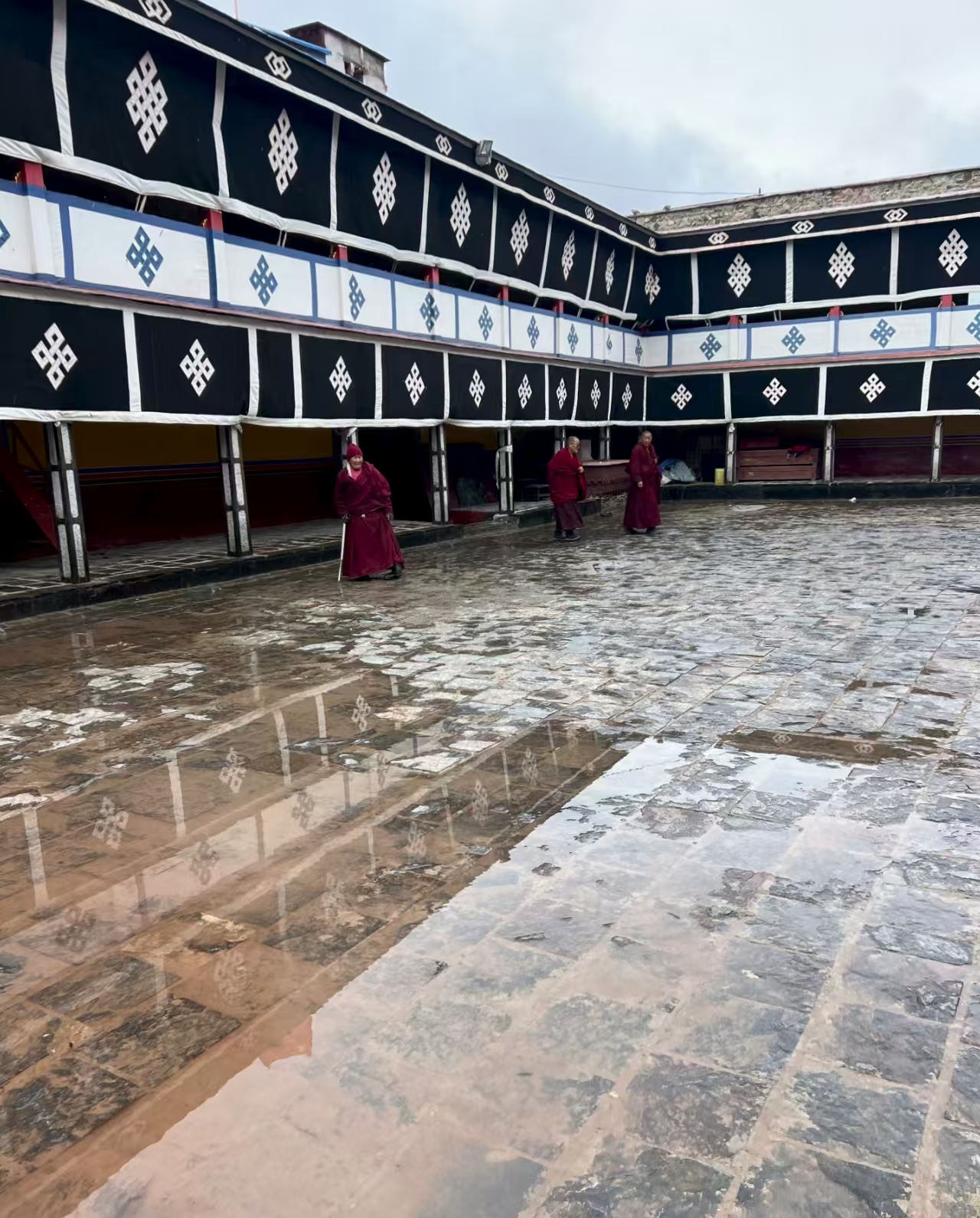 Rongbu Monastery glistening after rain in Tibet