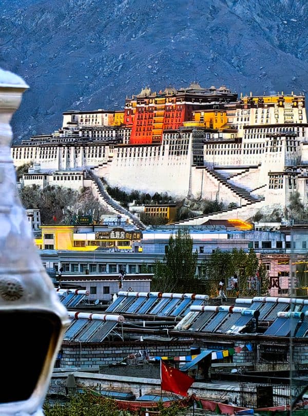 Distant view of the Potala Palace in Lhasa Tibet