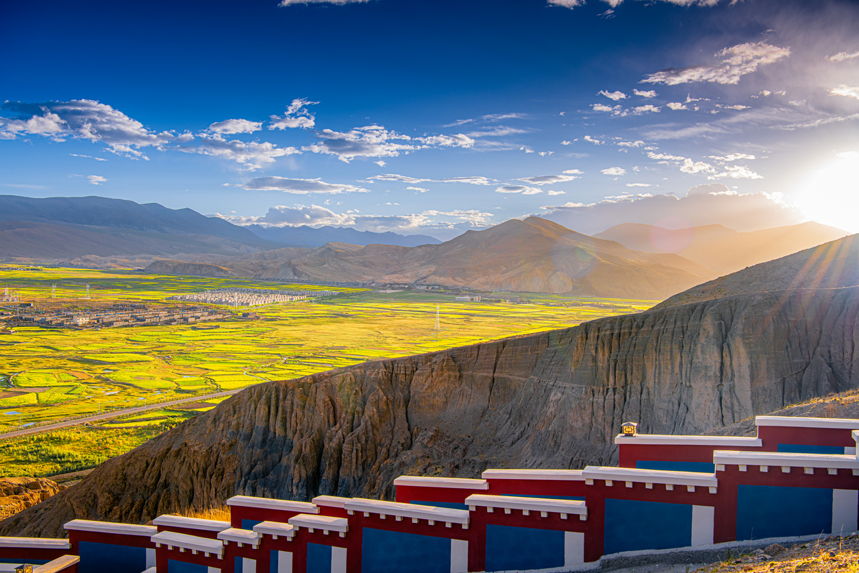 Scenic view around Sakya Monastery in Tibet