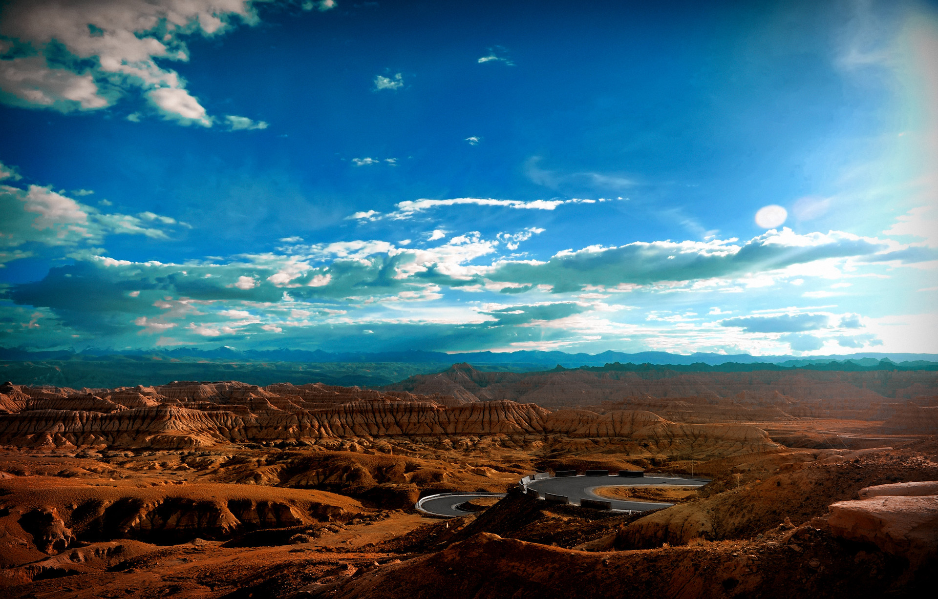 Aerial view of the vast Zanda Earth Forest in Tibet