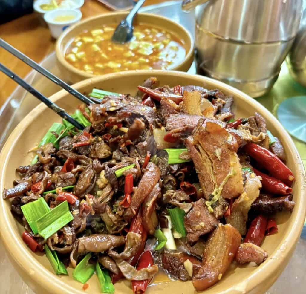 Traditional smoked pork dish from Xiangxi, Hunan, China