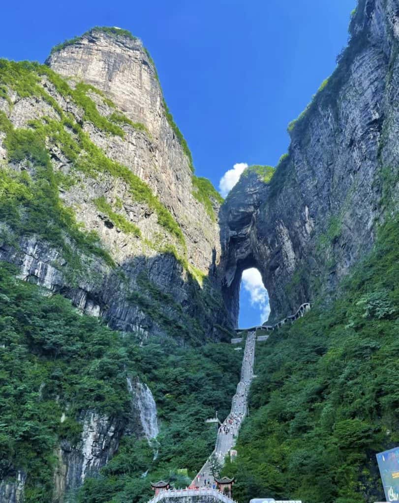 The 99 steps leading to the Tianmen Cave at Tianmen Mountain in Zhangjiajie, Hunan, China